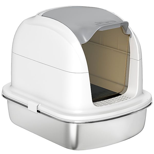 PawHut Katzentoilette aus Edelstahl XL, Katzentoilette für große Katzen, To günstig online kaufen