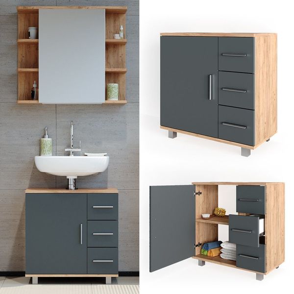 Vicco Waschbeckenunterschrank Ilias, Eiche/Anthrazit, 60 x günstig online kaufen