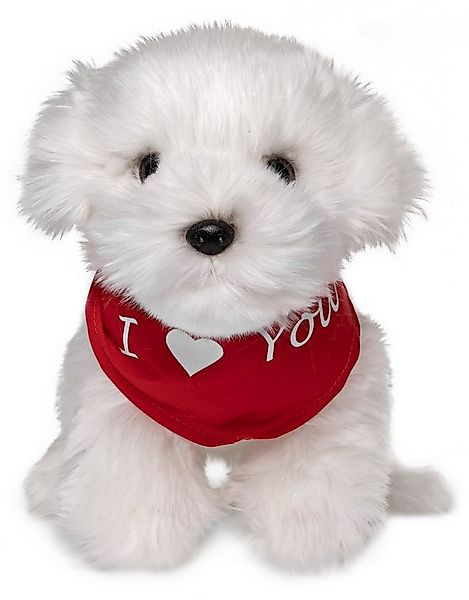 Uni-Toys Kuscheltier Malteser Hund mit Halstuch "I Love You" - 26 cm (Länge günstig online kaufen