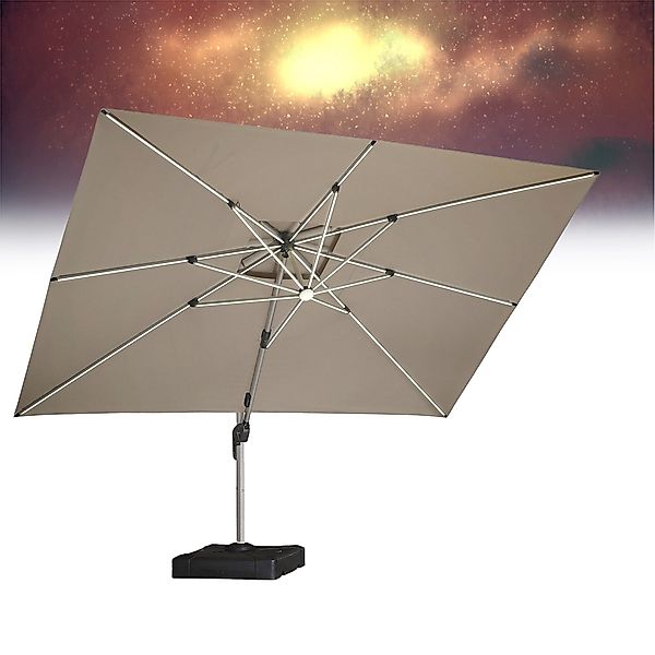 PURPLE LEAF Sonnenschirm Rechteckig Außenbereich Alu Ampelschirm, Gartensch günstig online kaufen