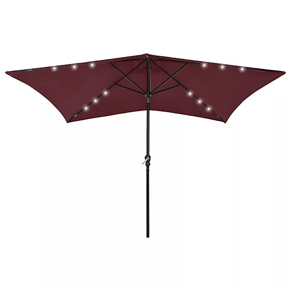 Sonnenschirm Mit Leds Und Stahl-mast Bordeauxrot 2x3 M günstig online kaufen