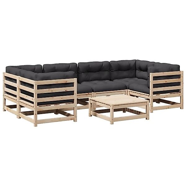 vidaXL 7-Tlg Garten-Sofagarnitur mit Kissen Massivholz Kiefer 3299312 günstig online kaufen