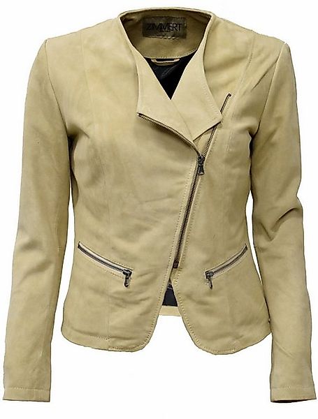 Zimmert Leather Lederjacke Minni weiches, washed Lammnappa Leder, Kragenlos günstig online kaufen