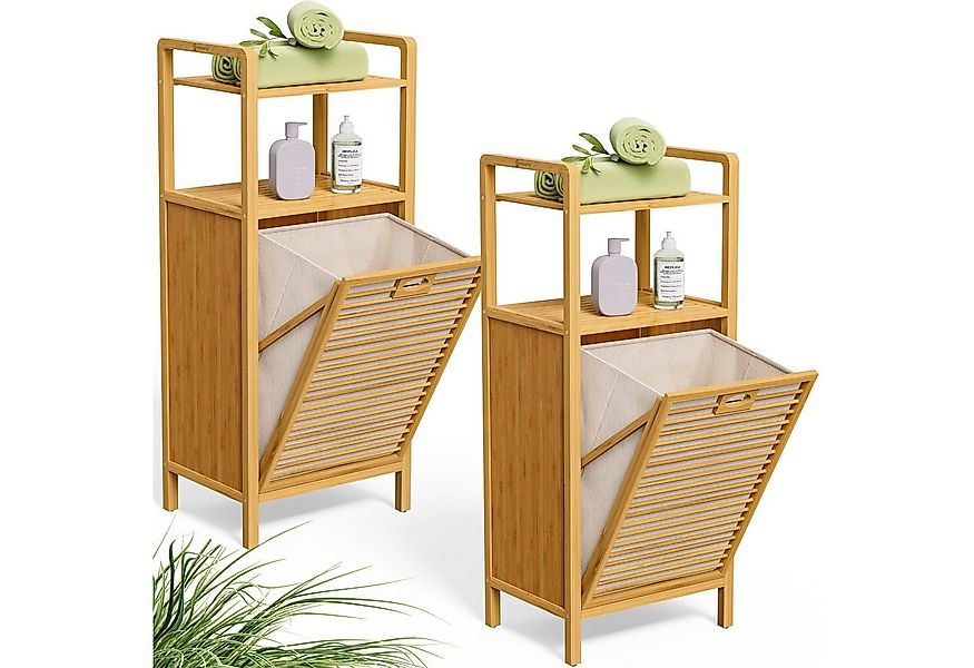 Casaria Wäschekorb (2 St), Badregal Bambus Holz Wäschebox Wäschetruhe Schra günstig online kaufen