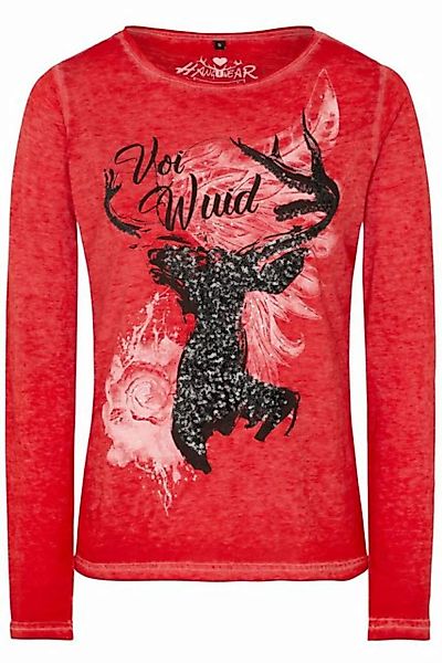 Hangowear Trachtenshirt Longsleeve Damen - THORDIS - rot, schwarz günstig online kaufen