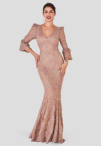 Goddiva Maxikleid Scalloped Lace Maxi Dress Spitzenstoff, V-Ausschnitt, 3/4 günstig online kaufen