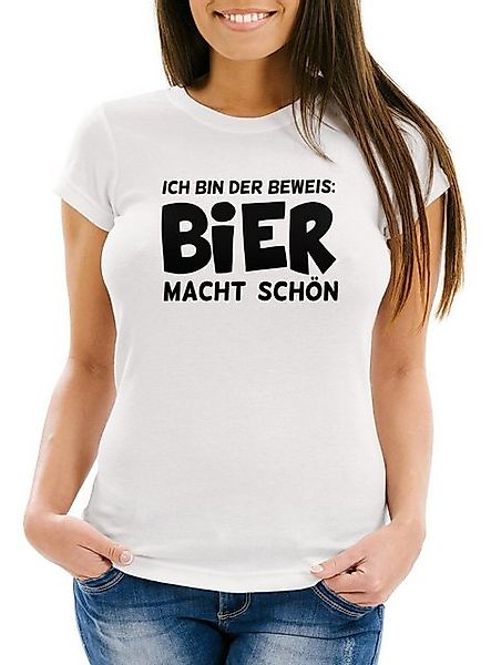 MoonWorks Print-Shirt Damen T-Shirt Ich bin der Beweis Bier macht schön Sli günstig online kaufen