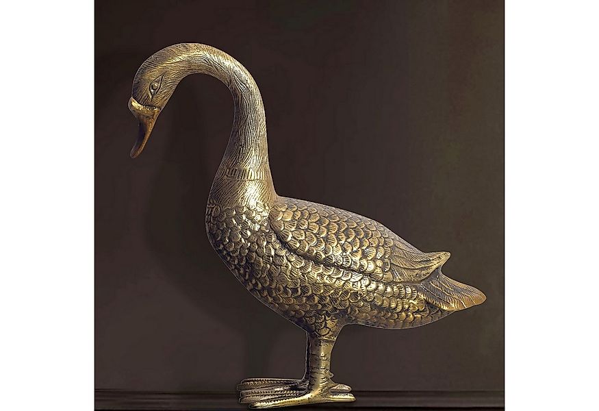 FINEBUY Dekofigur Dekofigur Deko Gans Gold 46 cm Aluminium Statue Wohndeko günstig online kaufen