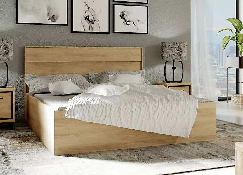 Furnix Bettgestell 160x200 MEDIOLANE M-9 Holzbett ohne Matratze Natural Hik günstig online kaufen