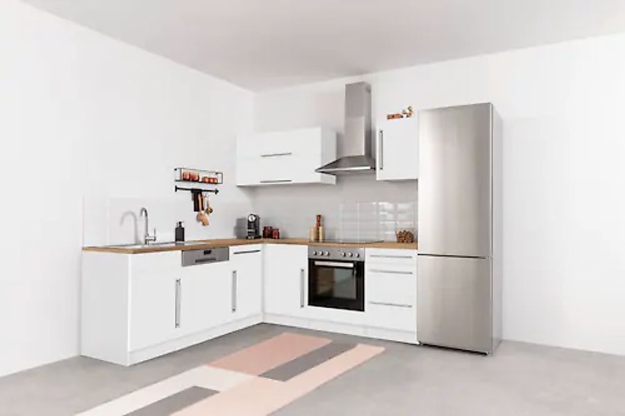 KOCHSTATION Winkelküche "Samos", mit E-Geräten, Stellbreite 220/220 cm günstig online kaufen