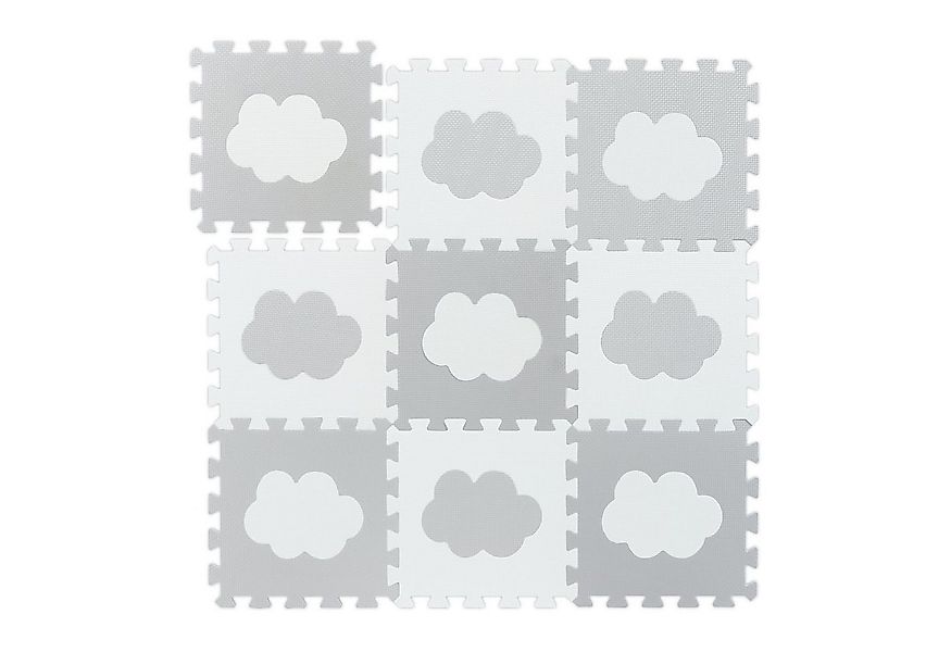 relaxdays Spielmatte 18-tlg. Puzzlematte Wolke, Weiss-grau günstig online kaufen