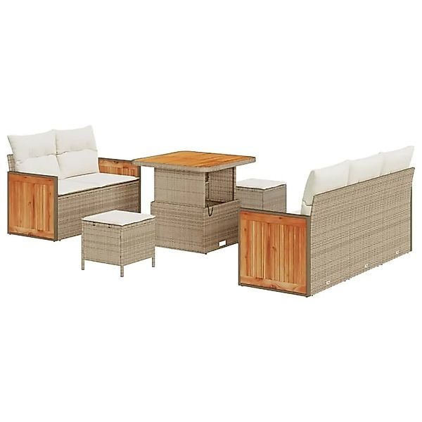 vidaXL Gartensofa-Set mit Kissen 10 Stk Beige und Creme Poly-Rattan 3365196 günstig online kaufen