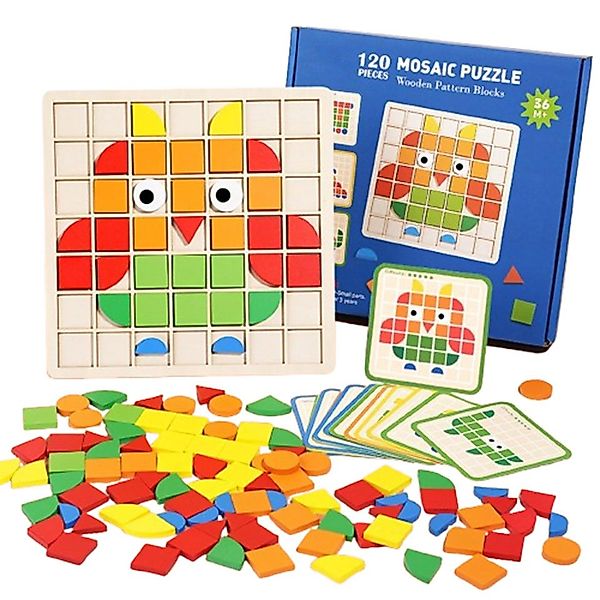 CLTYQ 3D-Puzzle 120pcs Kreative Mosaik-Puzzle,Hölzerne Muster Blöcke Set, P günstig online kaufen