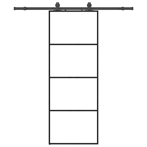 vidaXL Schiebetür mit Beschlag Schwarz 76x205 cm ESG-Glas 3375796 günstig online kaufen