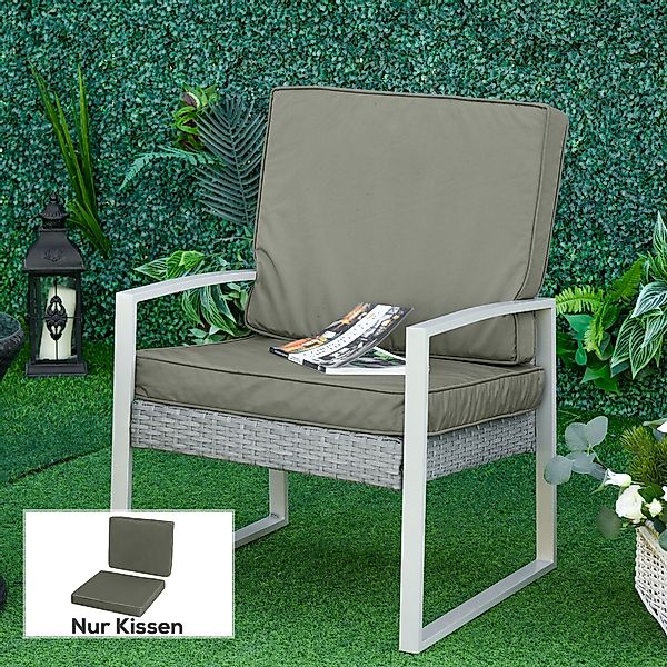 Outsunny 2er-Set Sitzkissen, 56 x 52 cm Stuhlkissen mit Reißverschluss, Sto günstig online kaufen