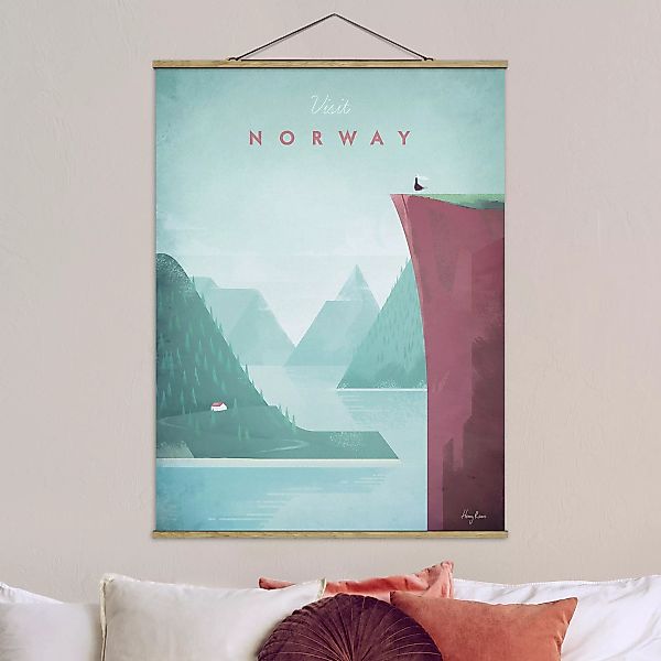 Stoffbild mit Posterleisten - Hochformat Reiseposter - Norwegen günstig online kaufen