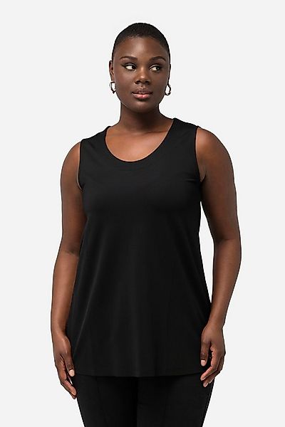 Ulla Popken Longtop Slinkytop Piqué A-Linie Rundhals ärmellos günstig online kaufen