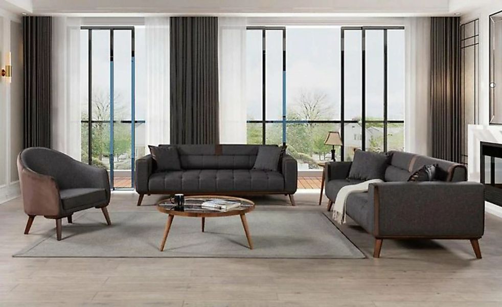JVmoebel Sofa Moderne Sofagarnitur Couch 3+3+1 Wohnzimmer Textil Sofa 3tlg. günstig online kaufen