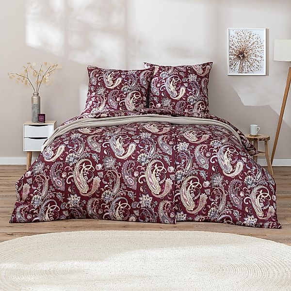 Estella Mako Satin Bettwäsche Soley 7608-955 Paisley Bordeaux 135x200 günstig online kaufen