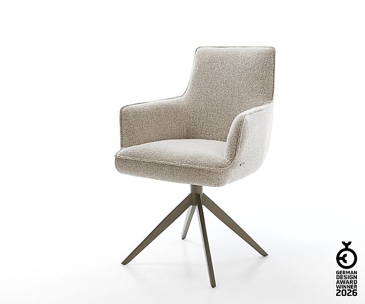 Drehstuhl Heira-Flex mit Armlehnen Webstoff Soft Beige Kreuzgestell breit E günstig online kaufen