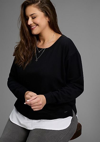 Laura Scott CURVE Sweatshirt mit gepflegtem Bluseneinsatz - GROSSE GRÖSSE günstig online kaufen