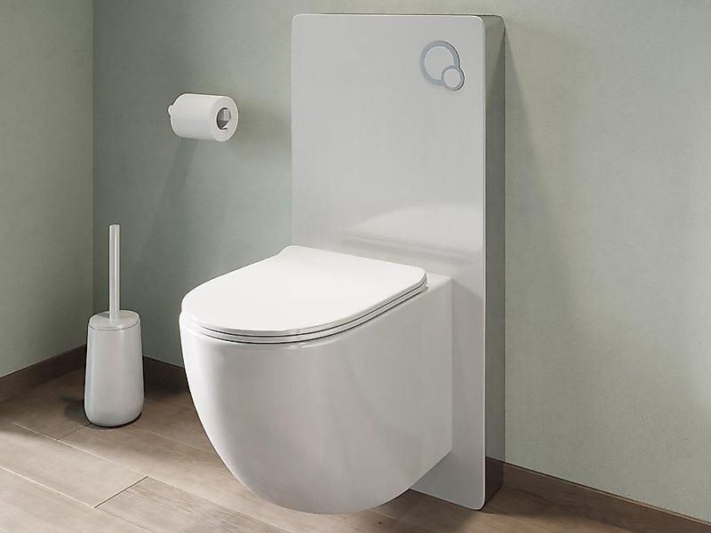 Sparset - Wand-WC mit dekorativem Trägergestell - Weiß glänzend - JAVOINE günstig online kaufen