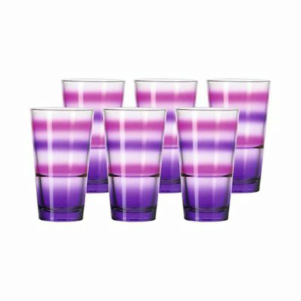 LEONARDO EVENT Trinkglas lila gestreift 330ml 6er Set Trinkgläser günstig online kaufen