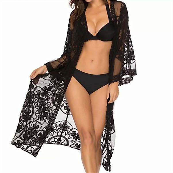 Wrathquake Strandkleid Damen-Strand-Bikini-Überzug mit Spitze und Blumenmus günstig online kaufen