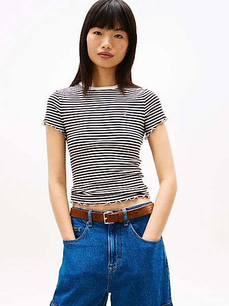Tommy Jeans T-Shirt "TJW SLIM LETTUCE EDGE RIB SS" mit gerippter Struktur günstig online kaufen