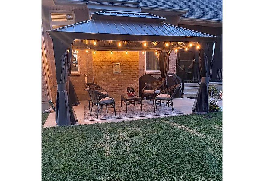 PURPLE LEAF Pavillon Hardtop Aluminium Gartenpavillon mit LED-Lichtern und günstig online kaufen