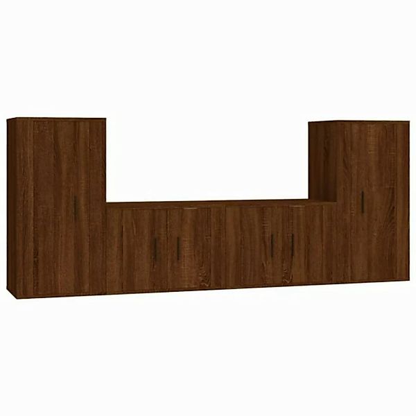 furnicato TV-Schrank 4-tlg. TV-Schrank-Set Braun Eichen-Optik Holzwerkstoff günstig online kaufen