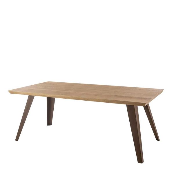 Premium Küchentisch in Eiche furniert Gestell Rostfarben günstig online kaufen