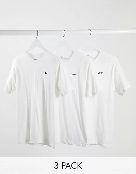 Reebok – Weiße T-Shirts im 3er-Pack günstig online kaufen