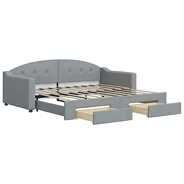 vidaXL Ausziehbett, Tagesbett Ausziehbar mit Schubladen Hellgrau 90x190 cm günstig online kaufen