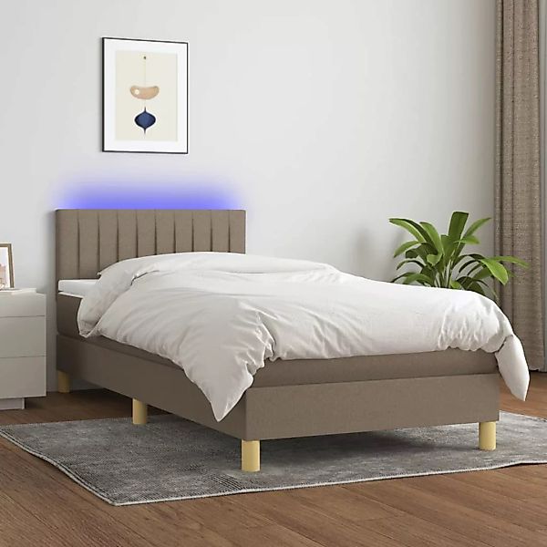 vidaXL Boxspringbett Boxspringbett mit Matratze LED Taupe 100x200 cm Stoff günstig online kaufen