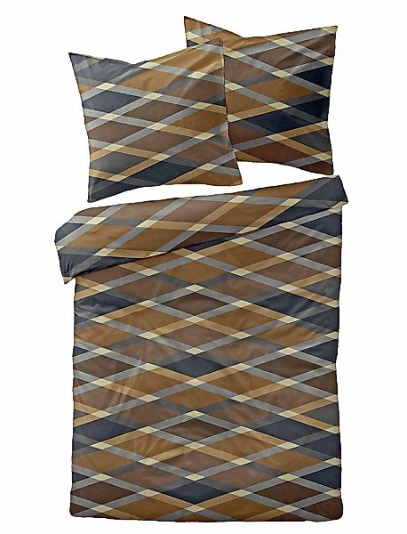 Dormisette Bettwäsche 135x200cm Raute Linien Braun günstig online kaufen