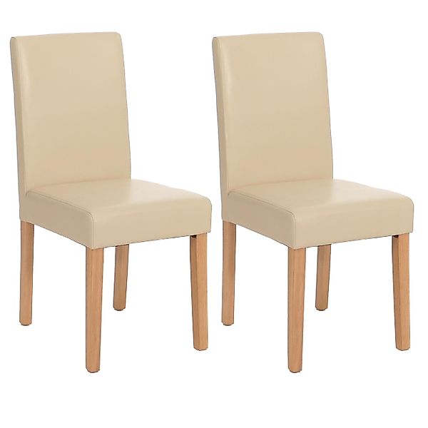 MCW Esszimmerstuhl Littau 2er-Set Leder Creme Helle Beine günstig online kaufen
