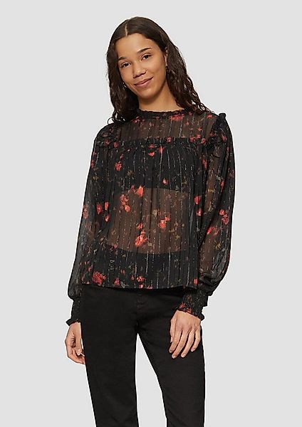 QS Langarmbluse Bluse Transparente Chiffon-Bluse mit Glitzergarn günstig online kaufen