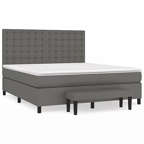 vidaXL Boxspringbett mit Matratze Grau 180x200 cm Kunstleder1466442 günstig online kaufen