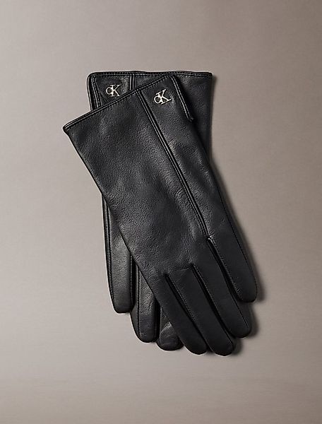 Calvin Klein Lederhandschuhe METAL CK LEATHER GLOVES aus Schaf-Nappaleder günstig online kaufen