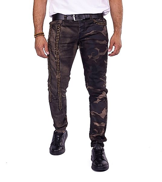 KINGZ Slim-fit-Jeans KINGZ Military Jeans im Batik-Look Batik Waschung günstig online kaufen