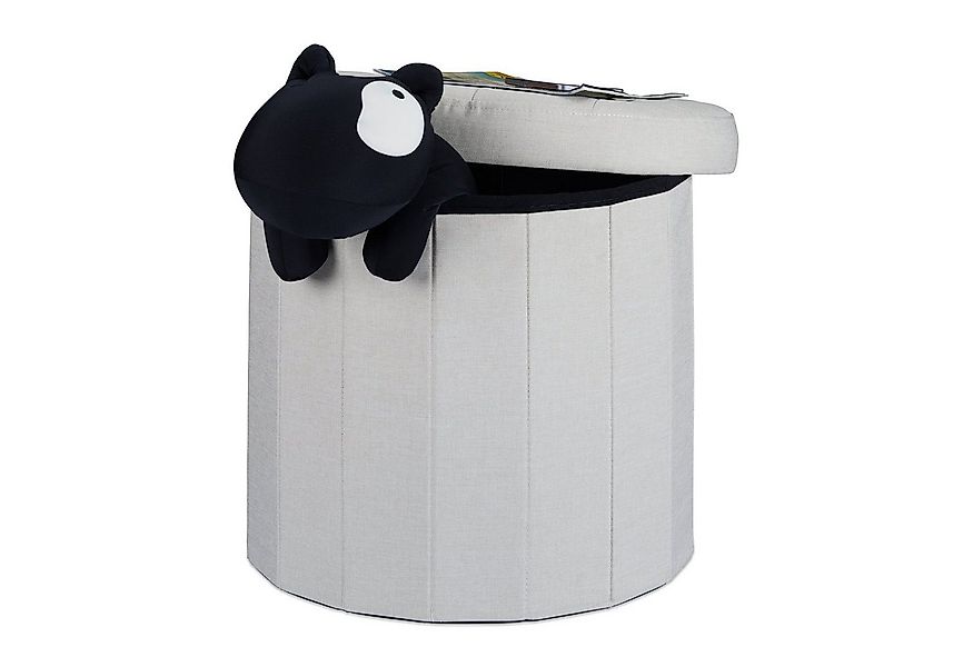 relaxdays Sitzhocker mit Stauraum Größe L rund, Creme günstig online kaufen