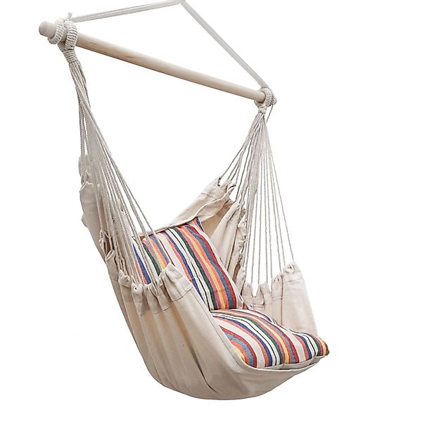 AMANKA Hängesessel inkl. 2 Kissen bis 120 kg 130 x 95 cm Beige günstig online kaufen
