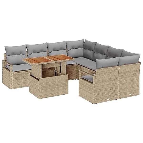 vidaXL Garten Essgruppe mit Kissen 9-Tlg Beige und Grau 3349692 günstig online kaufen