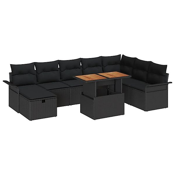 vidaXL Garten-Sofa-Set 9-Tlg Schwarz Poly Rattan 3361261 günstig online kaufen