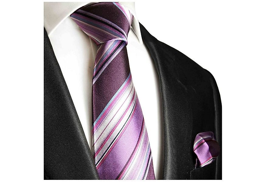 Paul Malone Krawatte Herren Seidenkrawatte mit Tuch modern gestreift 100% S günstig online kaufen