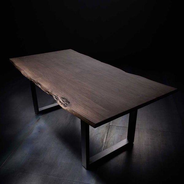 Esszimmertisch in Walnussfarben Baumkante günstig online kaufen