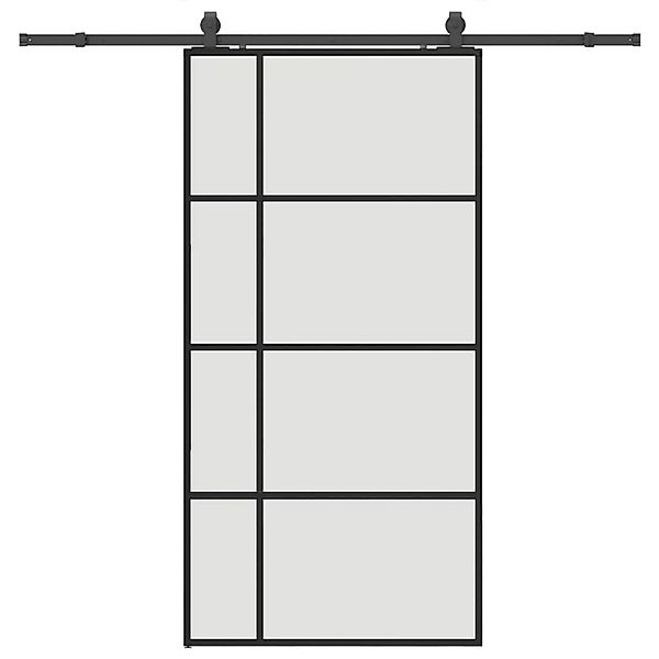 vidaXL Schiebetür mit Beschlag Schwarz 102,5x205 cm ESG-Glas 3375953 günstig online kaufen