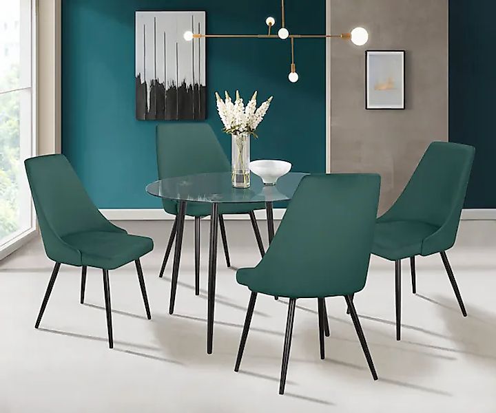 INOSIGN Essgruppe »Danny-Malio«, (Set, 5 tlg., Set 100 cm), Glastisch 100x1 günstig online kaufen