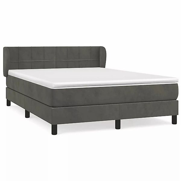 vidaXL Boxspringbett mit Matratze Dunkelgrau 140x190 cm Samt1396972 günstig online kaufen